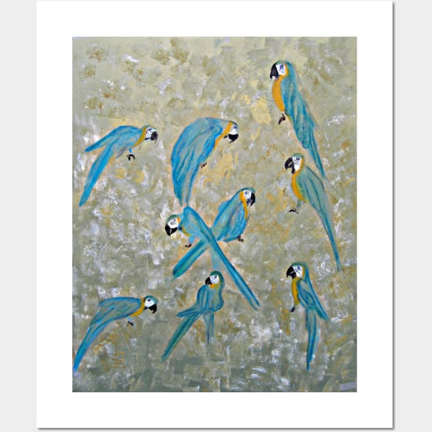 Gold and Blue Macaws Wall Art by Michela's Store